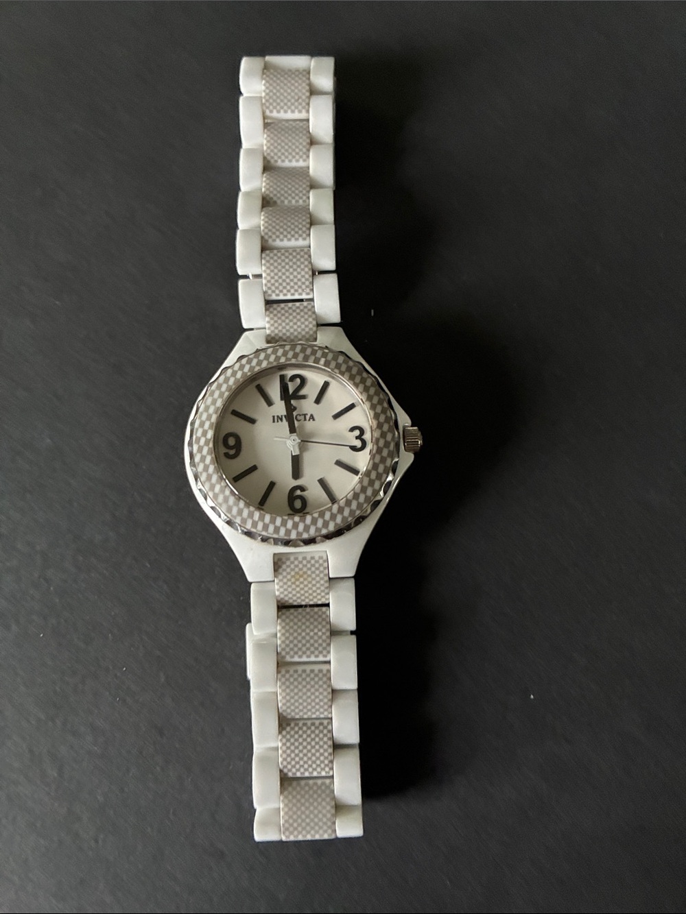 Invicta White and Silver Ceramic Bracelet Watch